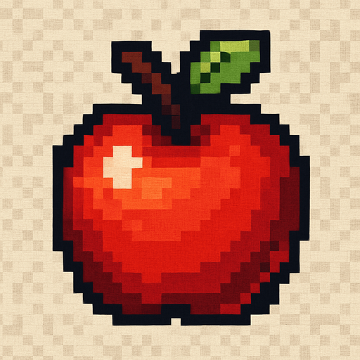 pixel art of an apple.
In-Game asset.  2d.  High contrast.  No shadows