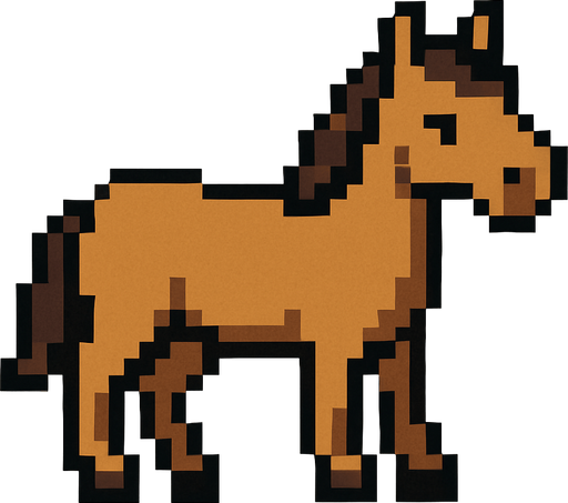 Horse pixel.
In-Game asset.  2d.  High contrast.  No shadows
