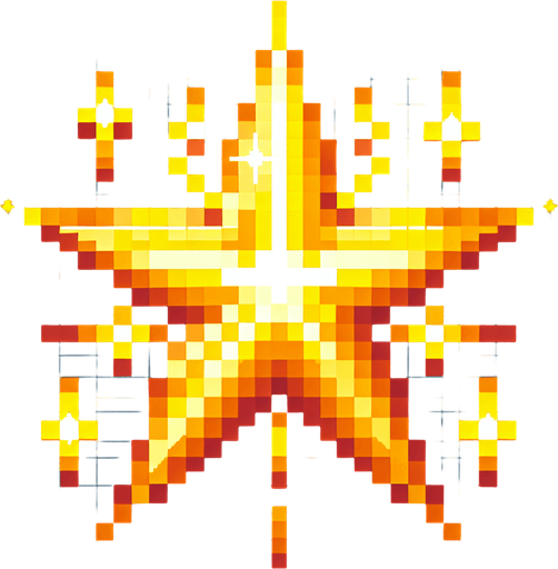 A golden glowing star, pixel art
Single Game Texture. In-Game asset. 2d. Blank background. High contrast. No shadows.