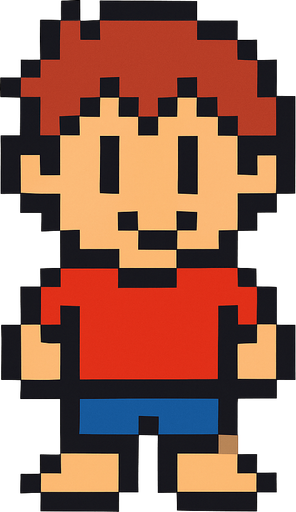 pixel art kid.
In-Game asset.  2d.  High contrast.  No shadows