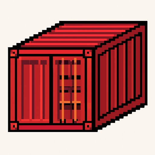 shipping container box pixel.
In-Game asset.  2d.  High contrast.  No shadows. one side only.
In-Game asset.  2d.  High contrast.  No shadows