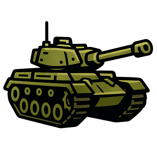 Military Tank.
In-Game asset.  2d.  High contrast.  No shadows