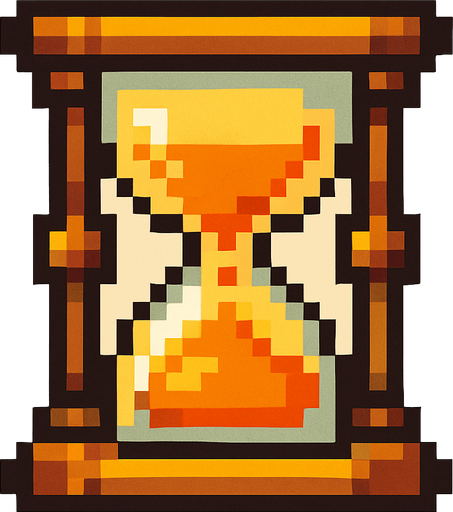 pixart sand watch.
In-Game asset.  2d.  High contrast.  No shadows