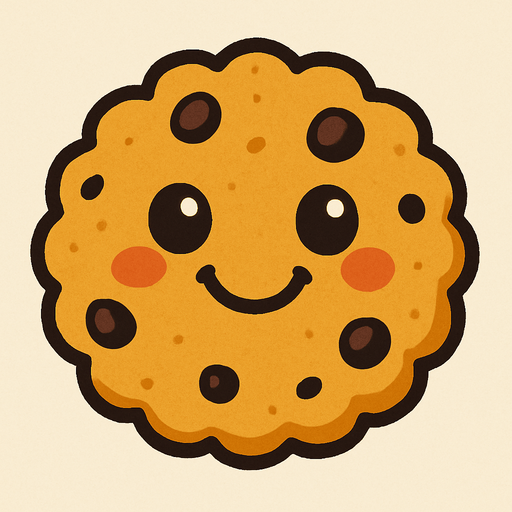 Bana tatlı üzerinde bir yüz olan kurabiye çiz.
In-Game asset.  2d.  High contrast.  No shadows