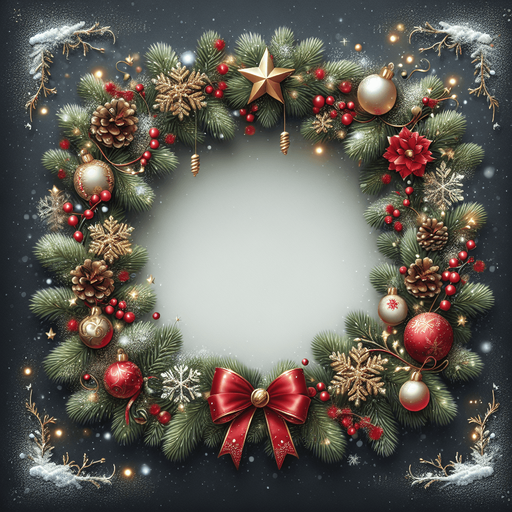 frame of an empty christmas themed popup with a decorated border User interface