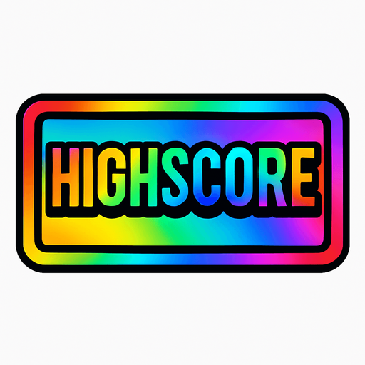 'HighScore' future buttons. rainbow colors. HD colors.
In-Game asset.  2d.  High contrast.  No shadows