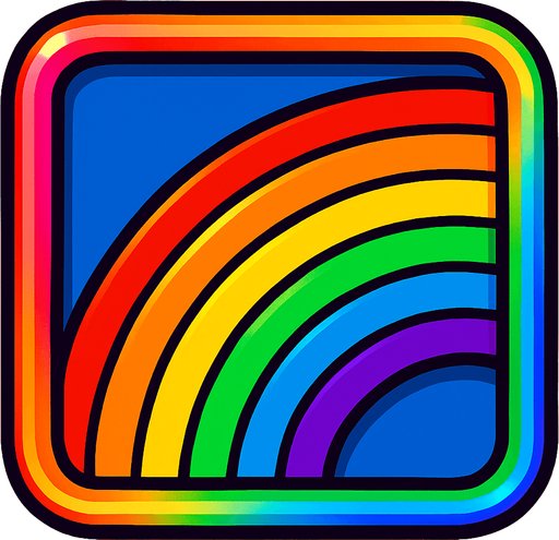 Rainbow effect. Vibrant..
In-Game asset.  2d.  High contrast.  No shadows