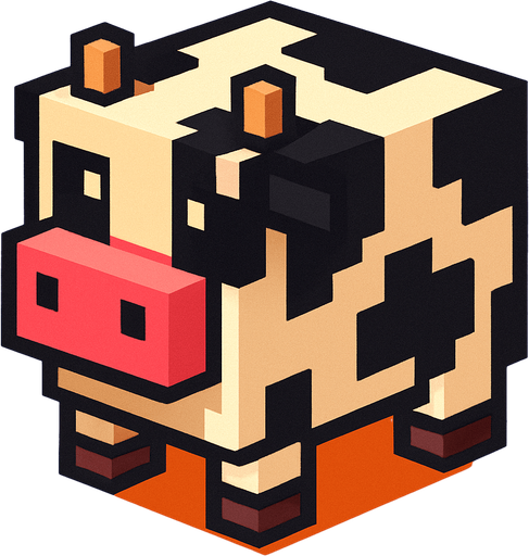 cow but square.
In-Game asset.  2d.  High contrast.  No shadows