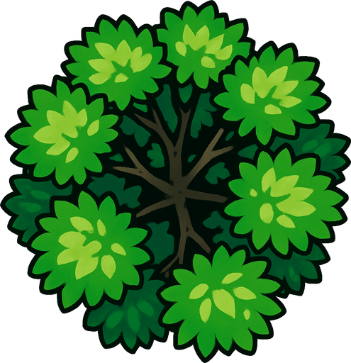 tree.
In-Game asset.  2d.  High contrast.  No shadows. Top down view