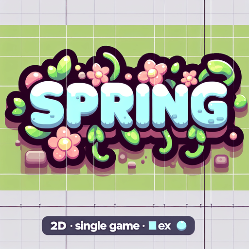 Create a SVG text design in bold cartoon style: "SPRING" in chunky rounded letters with floral accents and vines. Use spring pastels.​​​​​​​​​​​​​​​​.
Single Game Texture. In-Game asset. 2d. Blank background. High contrast. No shadows.