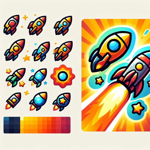 rocket powerups.
Single Game Texture.  In-Game asset.  2d.  Blank background.  High contrast.  No shadows