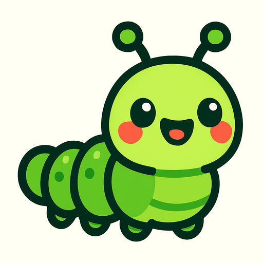 minik sevimli bir tırtıl.
In-Game asset.  2d.  High contrast.  No shadows