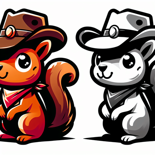 2D squirrel with cowboy hat.
Single Game Texture.  In-Game asset.  2d.  High contrast.  No shadows