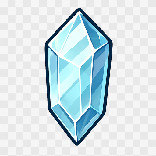cristal transparente.
In-Game asset.  2d.  High contrast.  No shadows