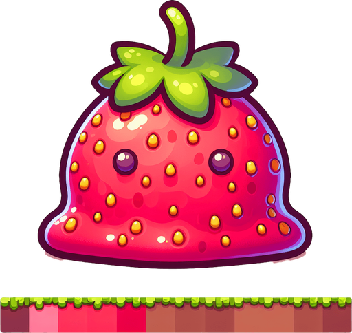 Un slime de fruta RPG con estilo suave y simple.
Single Game Texture.  In-Game asset.  2d.  Blank background.  High contrast.  No shadows