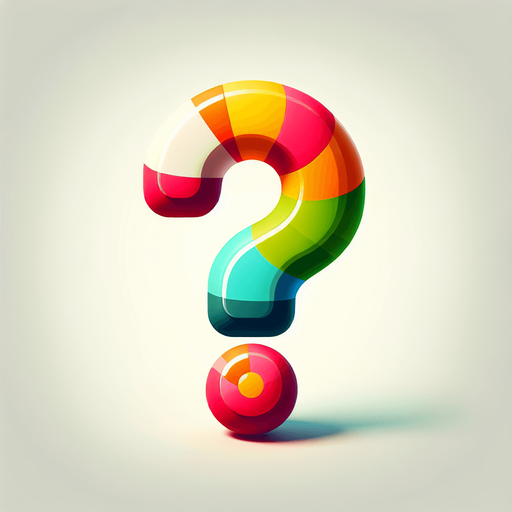 punto di domanda a modi caramelle.
Single Game Texture. In-Game asset. 2d. Blank background. High contrast. No shadows.