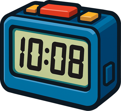 a closed digital clock.
In-Game asset.  2d.  High contrast.  No shadows