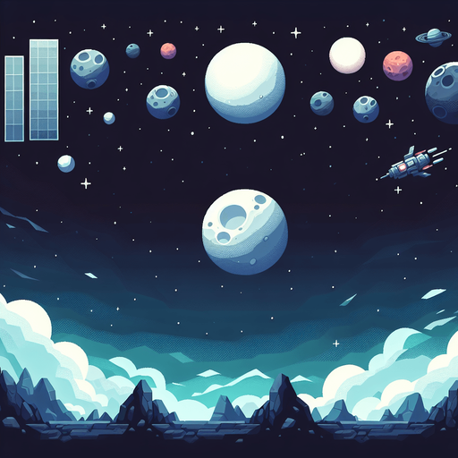 Space.
Single Game Texture. In-Game asset. 2d. Blank background. High contrast. No shadows.