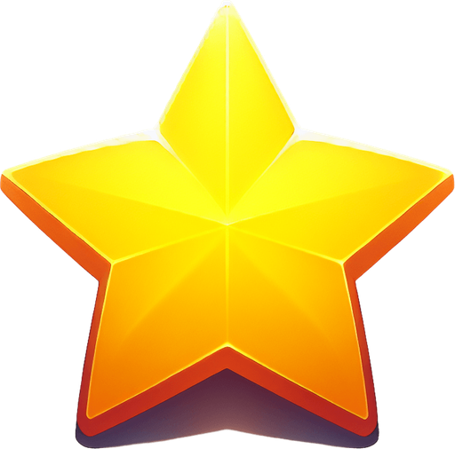 star, yellow, 2D.
Single Game Texture.  In-Game asset.  2d.  Blank background.  High contrast.  No shadows