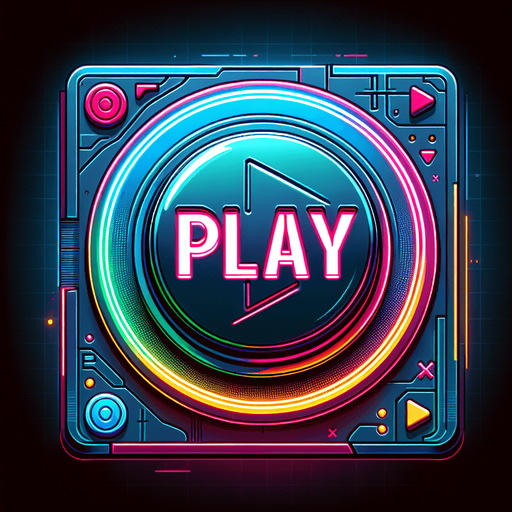 A big button that say Play to start playing a game. Use neon cyberpunk style..
Single Game Texture. In-Game asset. 2d. Blank background. High contrast. No shadows.