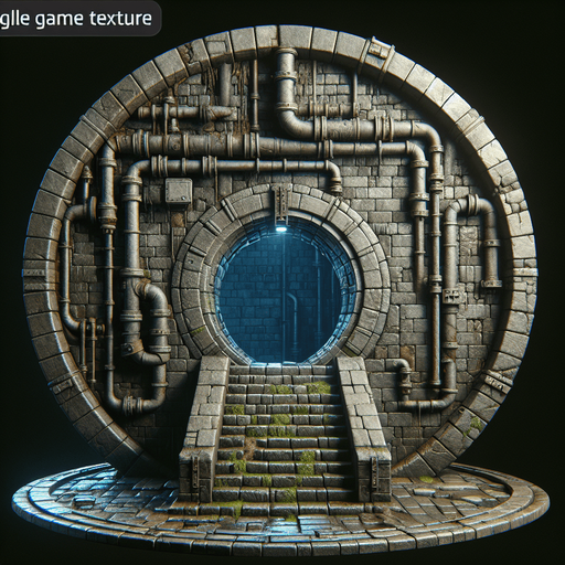 Sewer.
Single Game Texture.  In-Game asset.  Blank background.  High contrast.  No shadows