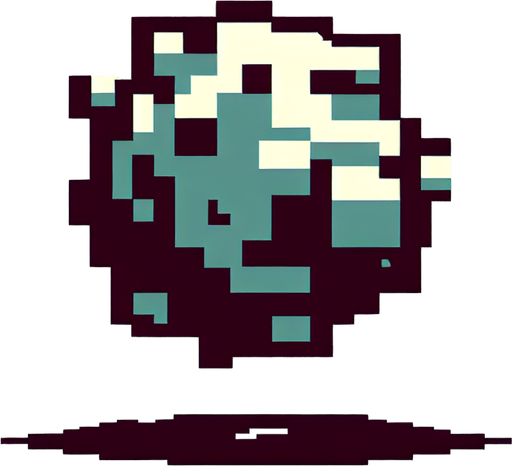 meteorite sprite old nintendo game.
2d.  Blank background.  High contrast.  No shadows