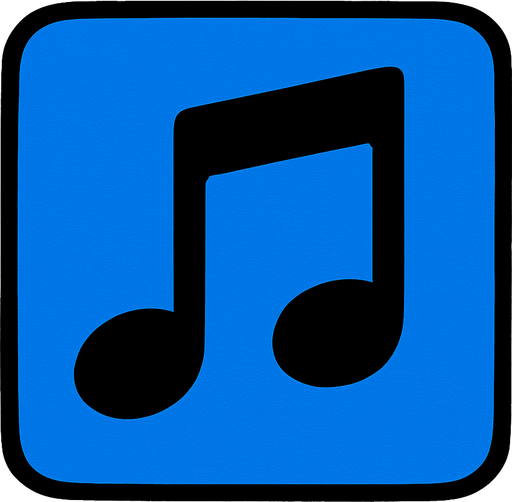 A single tile of musical note 🎵 blue.
In-Game asset.  2d.  High contrast.  No shadows