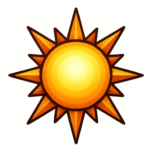 Sol puntiagudo luminoso.
In-Game asset.  2d.  High contrast.  No shadows