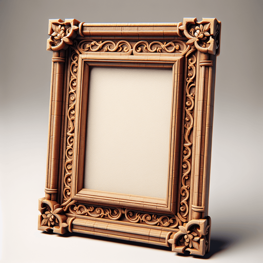 wooden photo frame.
Single Game Texture. In-Game asset. 2d. Blank background. High contrast. No shadows.