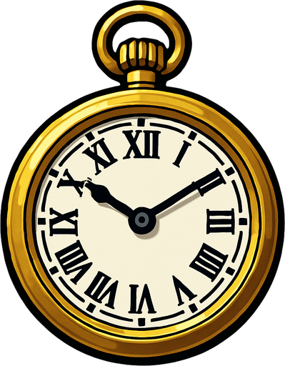 A pocket watch.
In-Game asset.  High contrast.  No shadows
