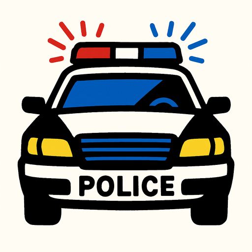 police car with flashing lights.
In-Game asset.  2d.  High contrast.  No shadows