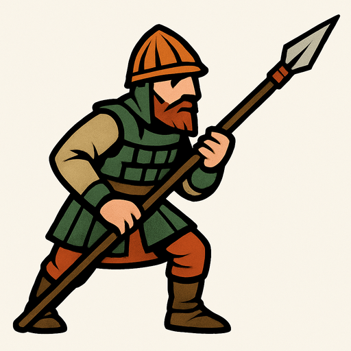 Mızraklı piyade asker.
In-Game asset.  2d.  High contrast.  No shadows