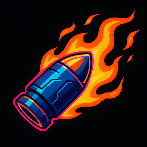 Bala de fuego futurista.
In-Game asset.  2d.  High contrast.  No shadows