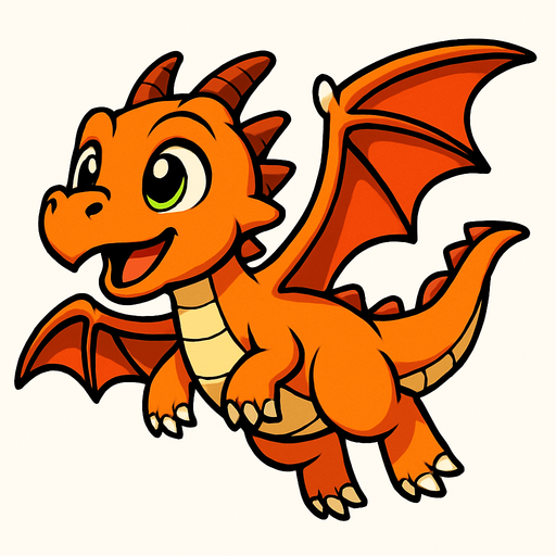 Bébé dragon en train de voler.
In-Game asset.  2d.  High contrast.  No shadows