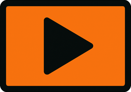 Symbol for an play button wide screen.
In-Game asset.  2d.  High contrast.  No shadows