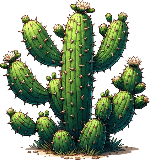 cactus.
Single Game Texture. In-Game asset. 2d. Blank background. High contrast. No shadows.