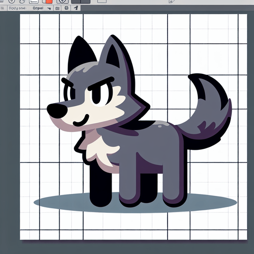 Cartoon wolf.
Single Game Texture. In-Game asset. 2d. Blank background. High contrast. No shadows.