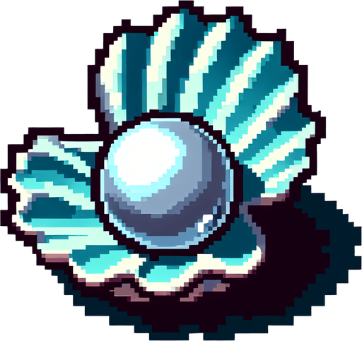 2d 16 bit silver pearl shell top down.
Single Game Texture.  In-Game asset.  2d.  Blank background.  High contrast.  No shadows
