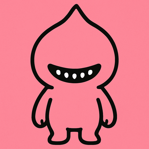 Pink labubu no eyes no ears.
In-Game asset.  2d.  High contrast.  No shadows no hair