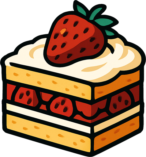 Gâteau aux fraises.
In-Game asset.  2d.  High contrast.  No shadows