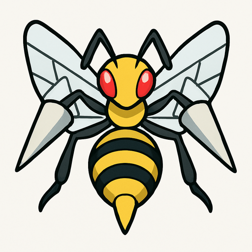 Beedrill visto desde arriba.
In-Game asset.  2d.  High contrast.  No shadows
