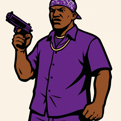 Ballas üyesi gang.
In-Game asset.  2d.  High contrast.  No shadows