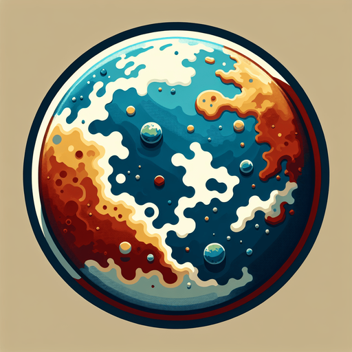 Create a top down view of a single Earth-like planet

Single Game Texture. In-Game asset. 2d. Blank background. High contrast. No shadows.