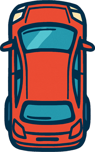 car viewed from above.
In-Game asset.  2d.  High contrast.  No shadows
