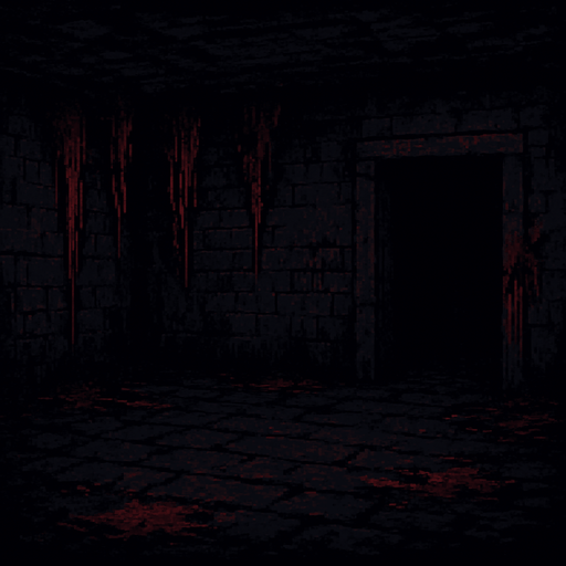 dark themed horror pixelated fight game style background scene. In-game asset. space.
