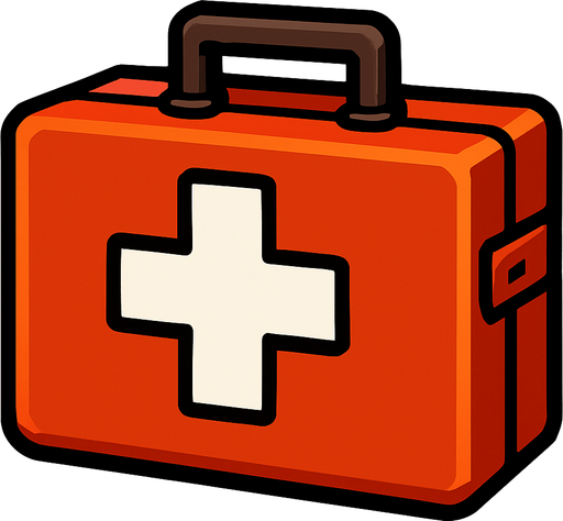 A health kit.
In-Game asset.  2d.  High contrast.  No shadows