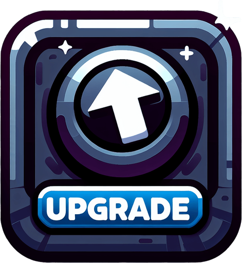 Upgrade button.
Single Game Texture.  In-Game asset.  2d.  Blank background.  High contrast.  No shadows