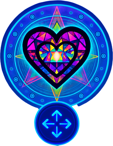 round directional arrows Neon cyberpunk mobile game trackpad too down flat 3d 2d hologram futuristic magic occult chic