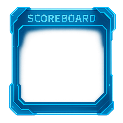 an empty hologram scoreboard, blue and cyan colors, futuristic, tablet shape. No background. Transparent background. Blank background. No shadows. 2d. In-Game asset. flat