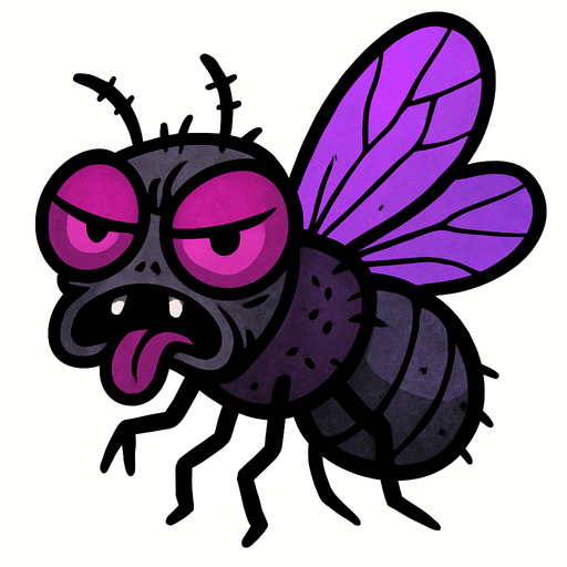 çirkin ve sevimsiz kara sinek mor renkli bir kısmı.
In-Game asset.  2d.  High contrast.  No shadows